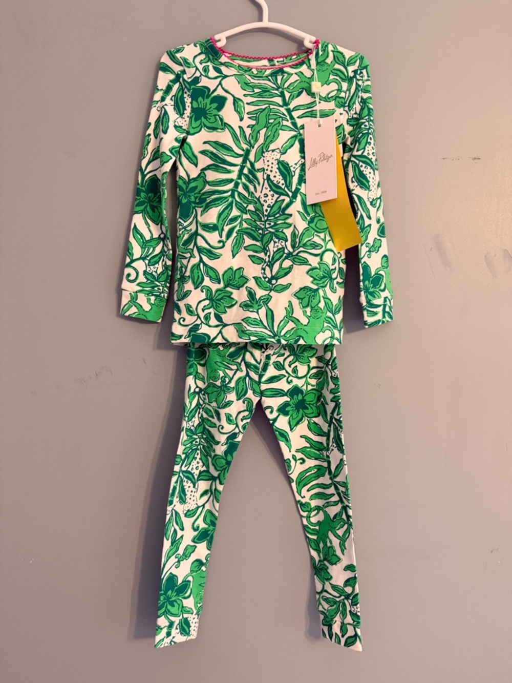 2 Lilly Pulitzer Girls Floral Long-Sleeve Pajama Sets - Pink & Green - Picture 2 of 8